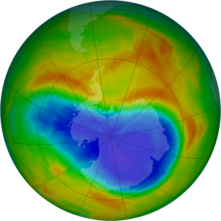 Antarctic ozone map for 18 October 1986